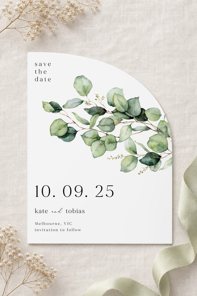 Green Foliage Save The Date - Digital Printing design preview