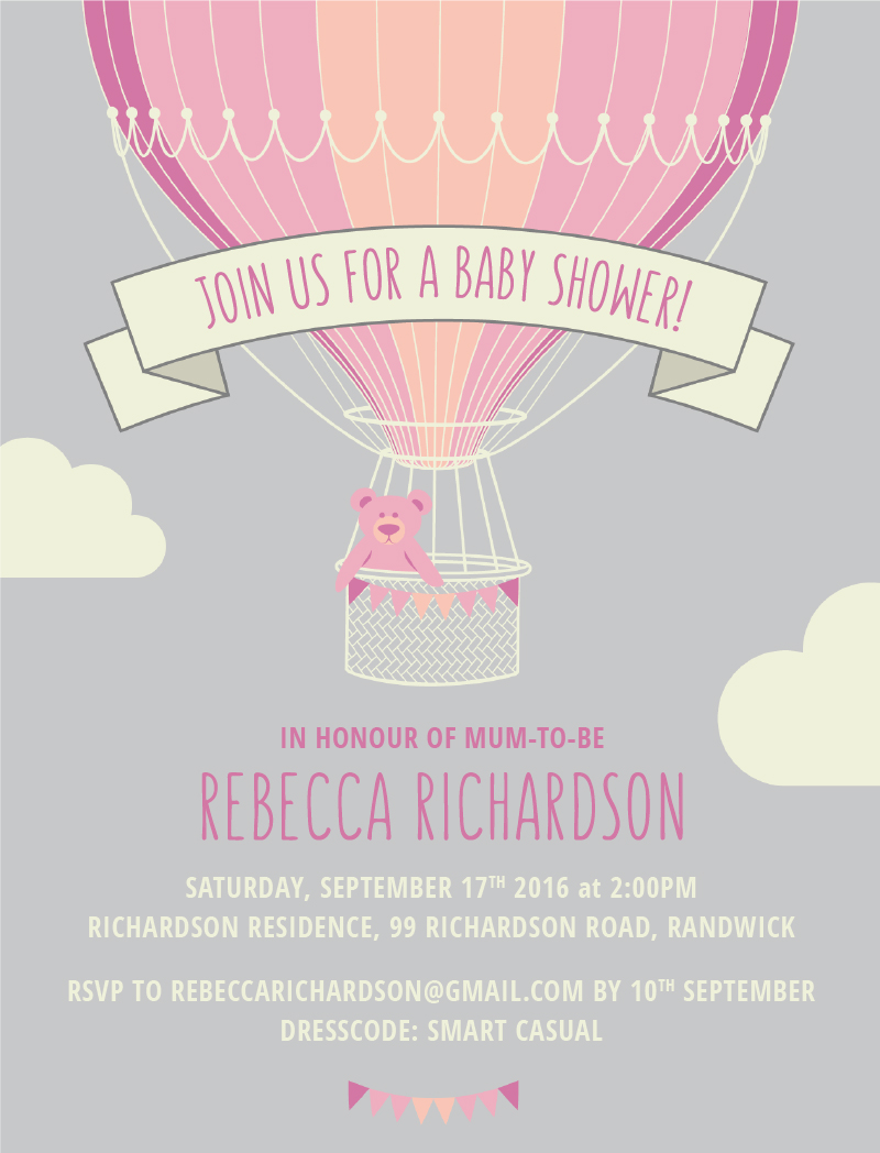 Up And Away Baby Shower Invitations - Digital Printing design preview