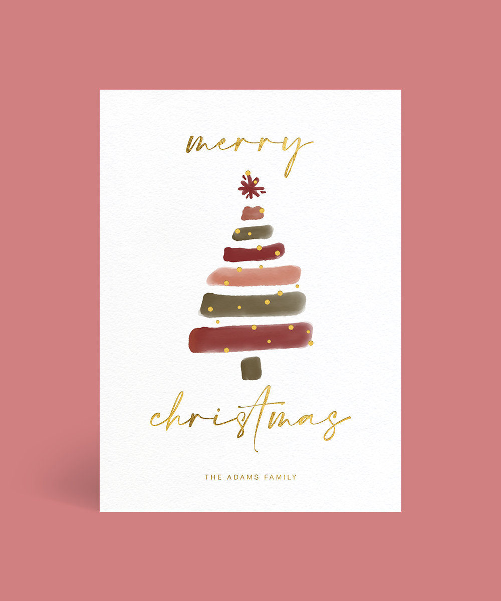 Minimal Tree Christmas Cards - Metallic Prints design preview