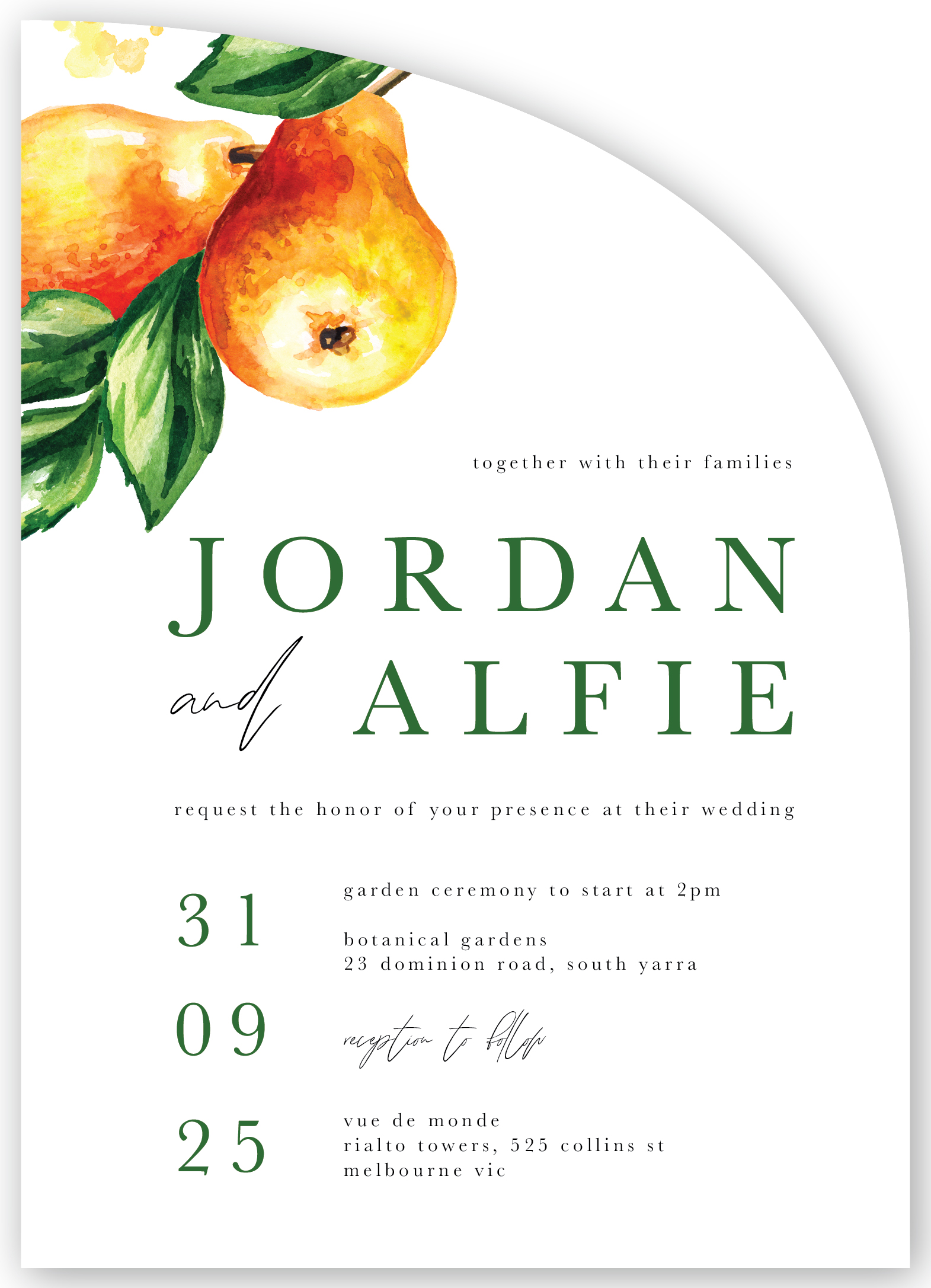 Oh Pear! Wedding Invitations - Digital Printing design preview