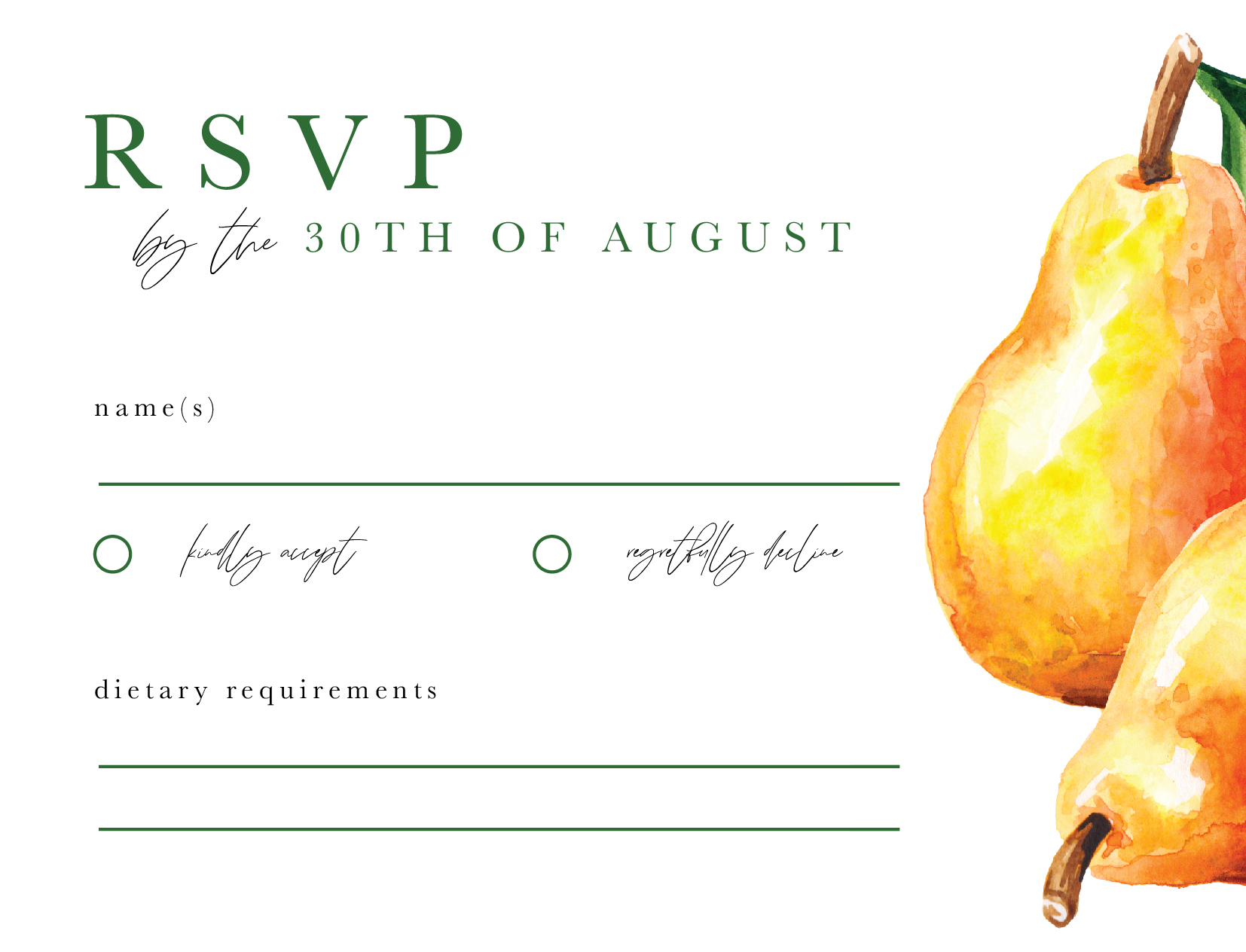 Oh Pear! RSVP Cards - Digital Printing design preview