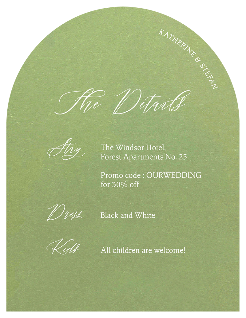 Classic Romance Information Cards - White Ink design preview