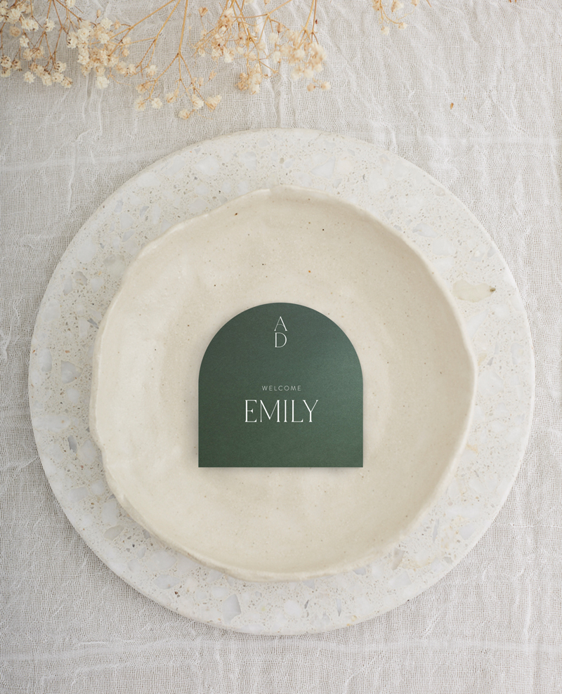 Delicate Luxe Wedding Place Cards - White Ink design preview