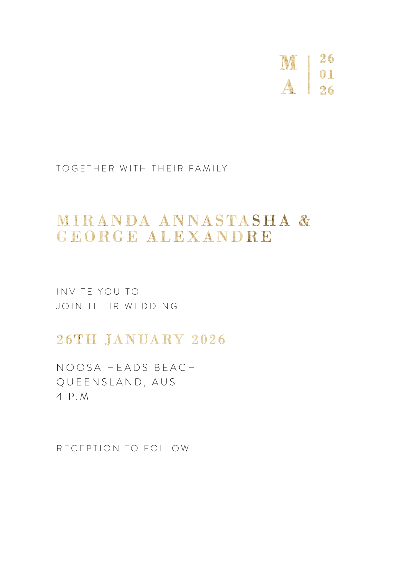 Pure Wedding Invitations - Flat Foil design preview