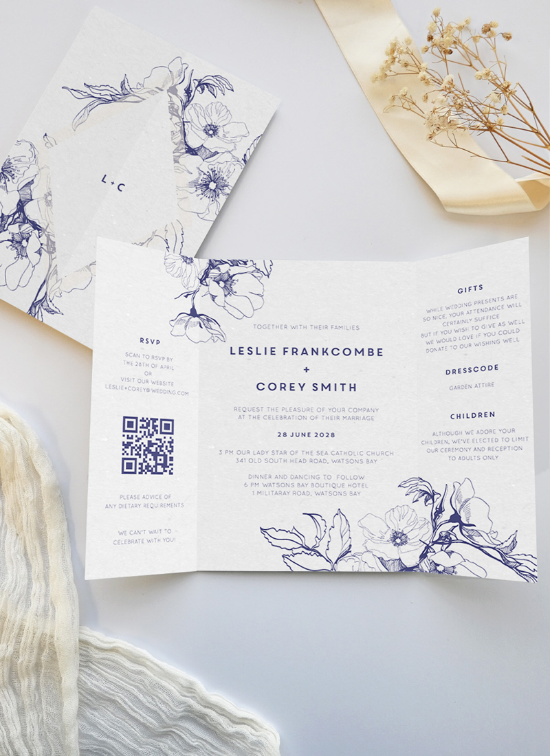 Blue Contour - Wedding Invitations
