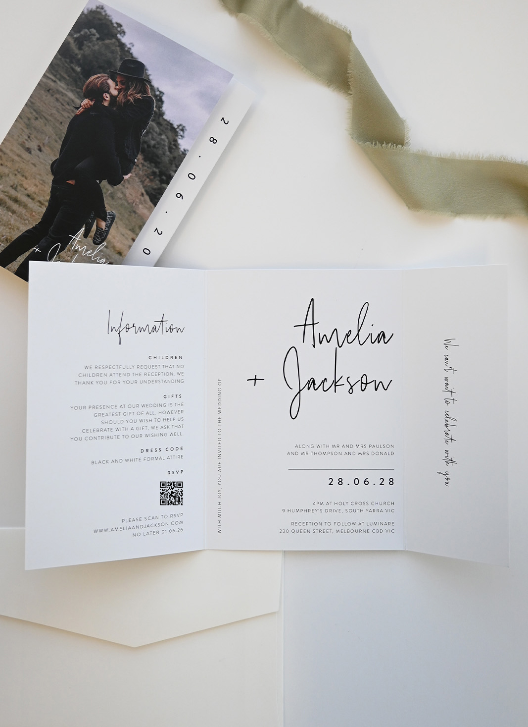 Linear Wedding Invitations - Digital Printing design preview