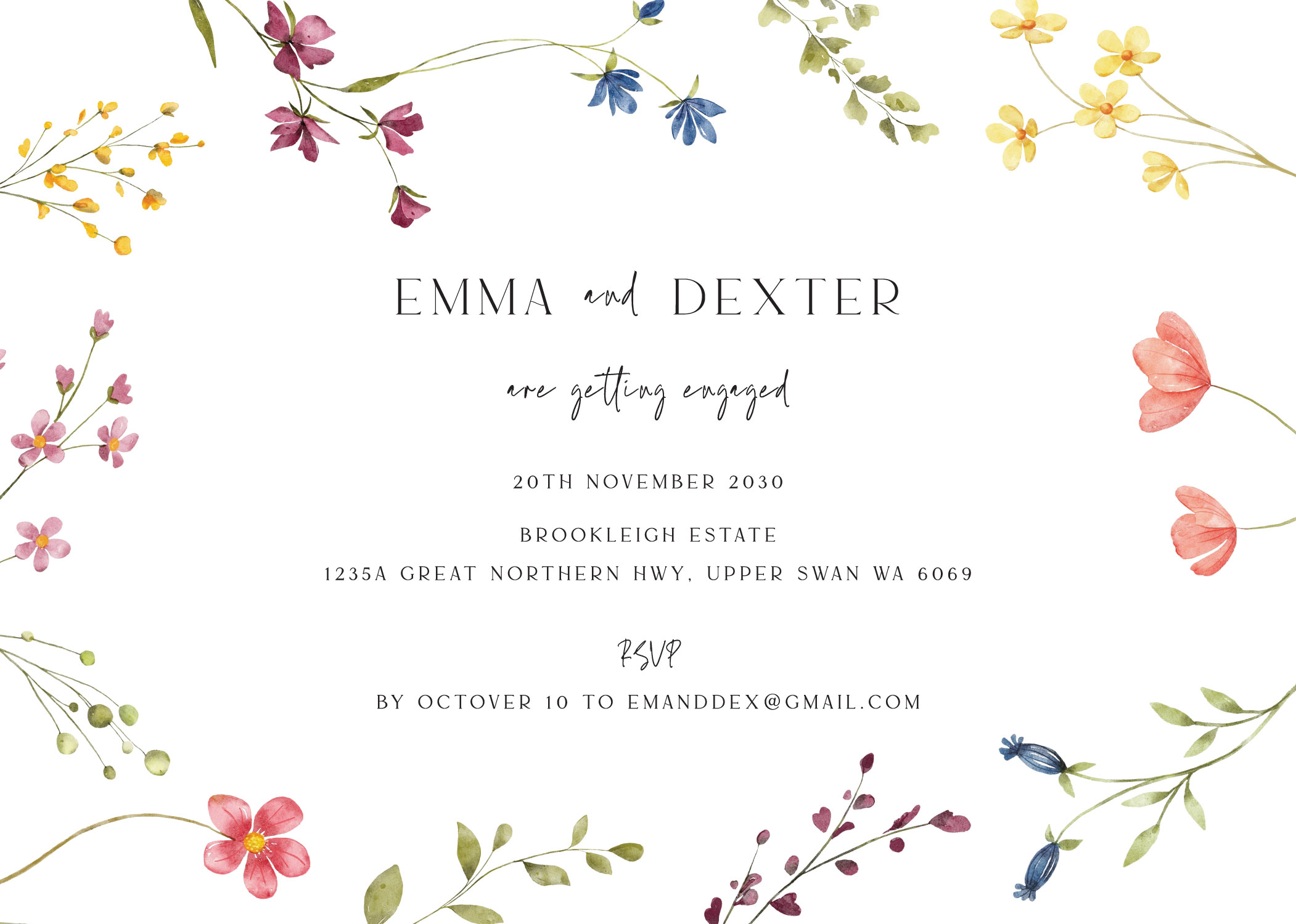 Wild Meadow Engagement Invitations - Digital Printing design preview