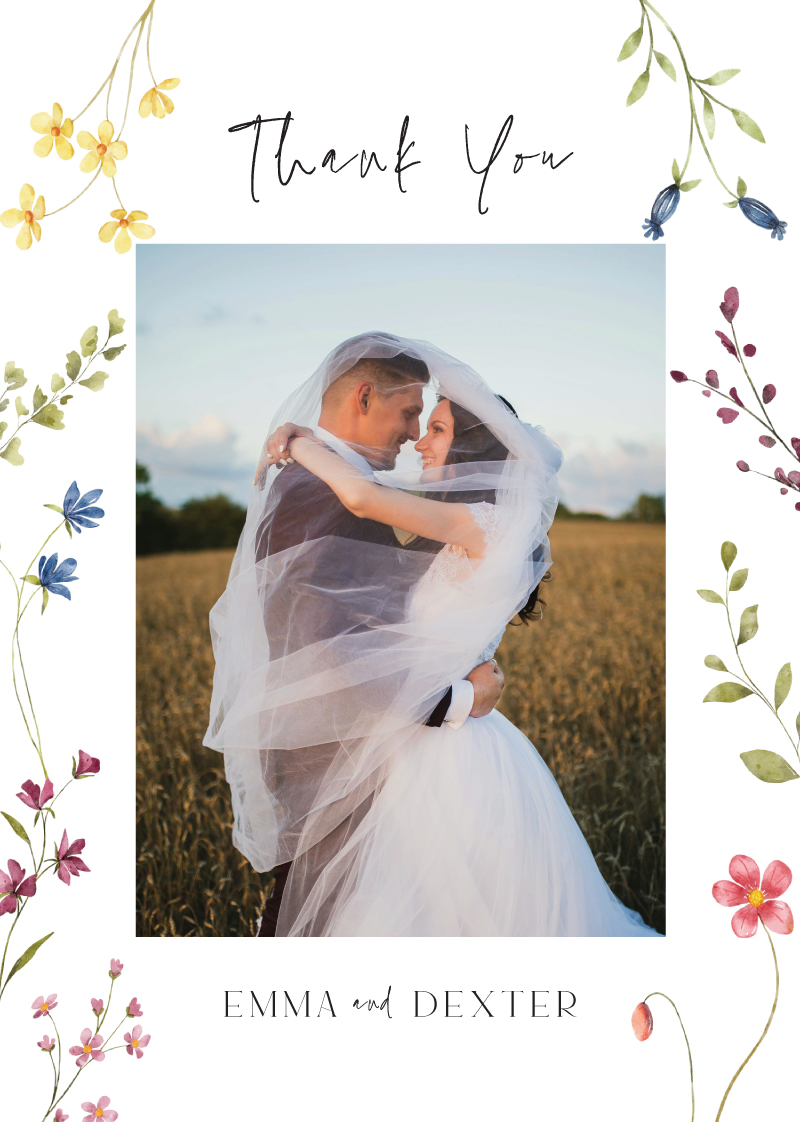 Wild Meadow Wedding Thank You Cards - Digital Printing design preview