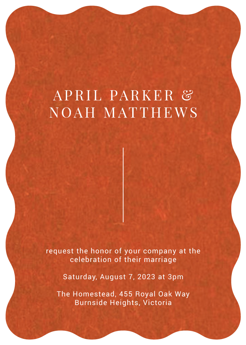 Burnt Orange Beauty Wedding Invitations - White Ink design preview