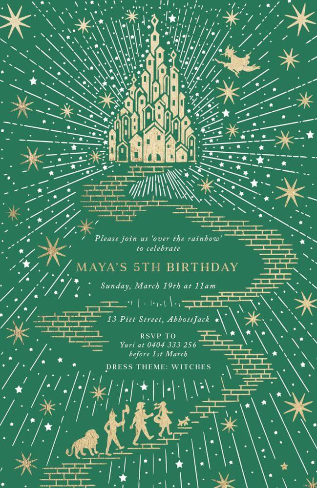 Wicked Birthday Invitations - Flat Foil design preview