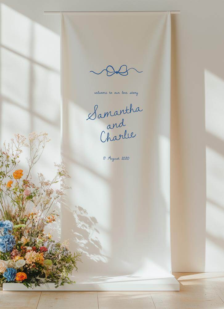 Blue Ribbon Wedding Signs - Digital Printing design preview