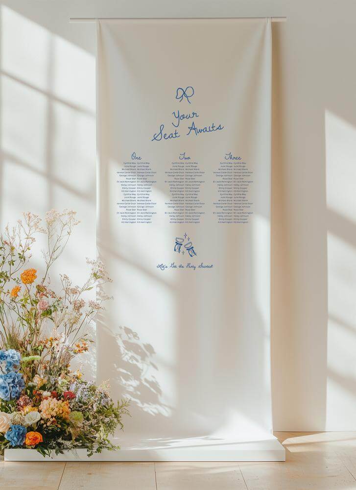 Blue Ribbon Wedding Seating Chart - Digital Printing design preview