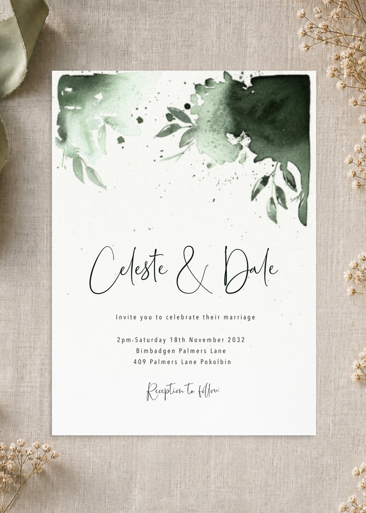 Highland Green Wedding Invitations - Digital Printing design preview