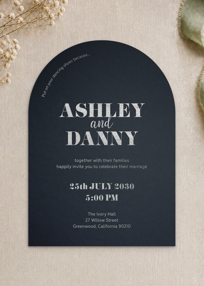Midnight Curve Wedding Invitations - Colour Stock + Foil design preview
