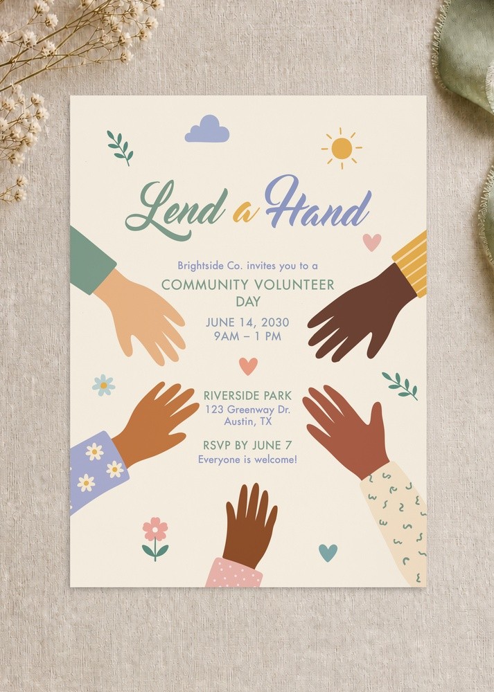 Lend A Hand - Corporate Event Invitations