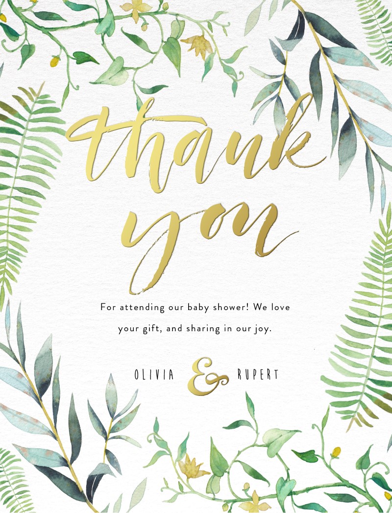 Floral Thank You Baby Shower Thank You Cards - Flat Foil design preview