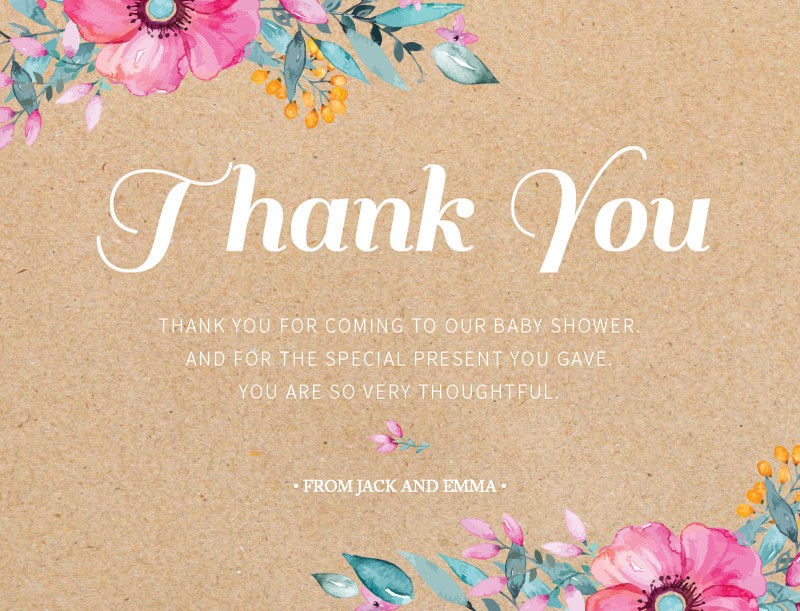 Unsere Blueme Baby Shower Thank You Cards - White Ink design preview