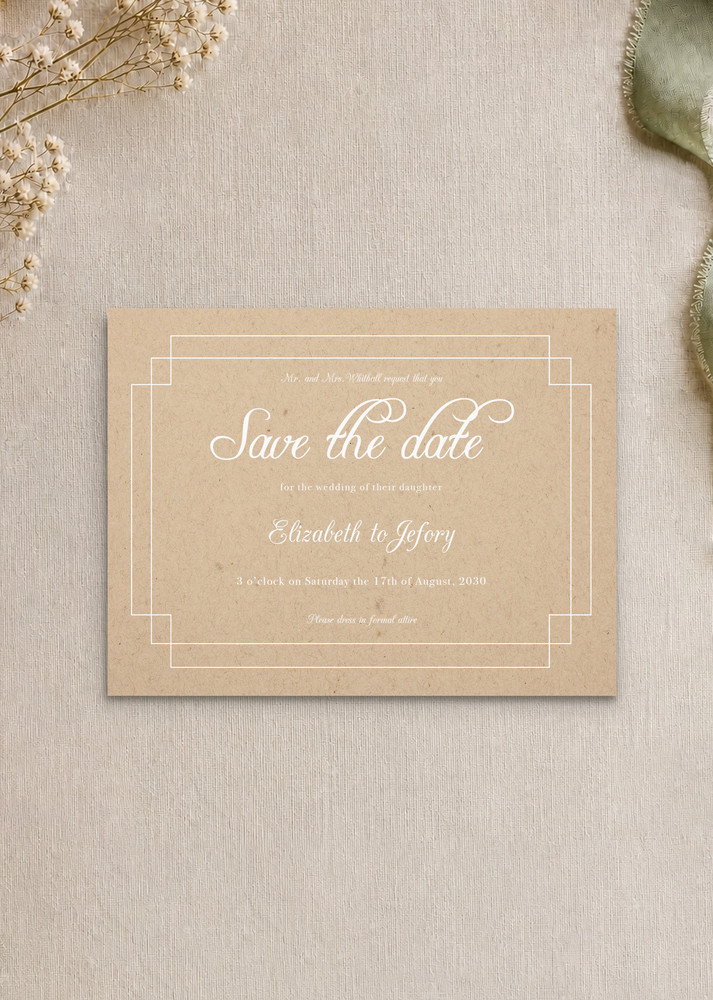Elegance Save The Date - White Ink design preview