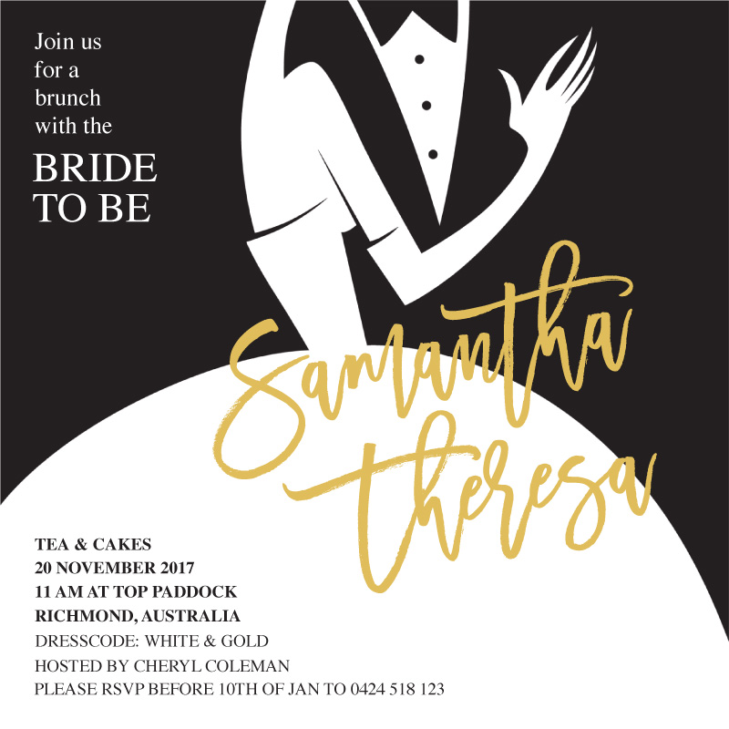 Suit And Gown Bridal Shower Invitations - Foil Stamp design preview