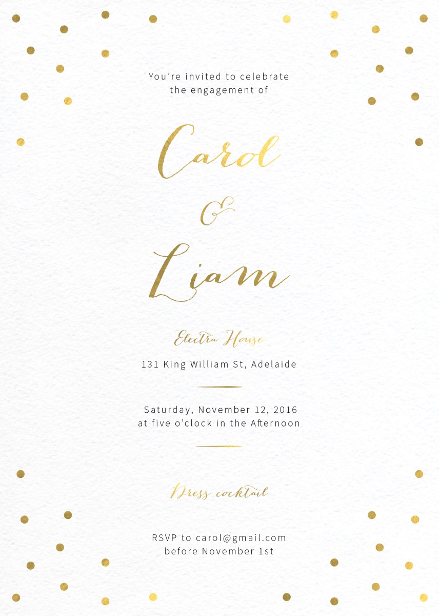 Goldie dots - Engagement Invitations