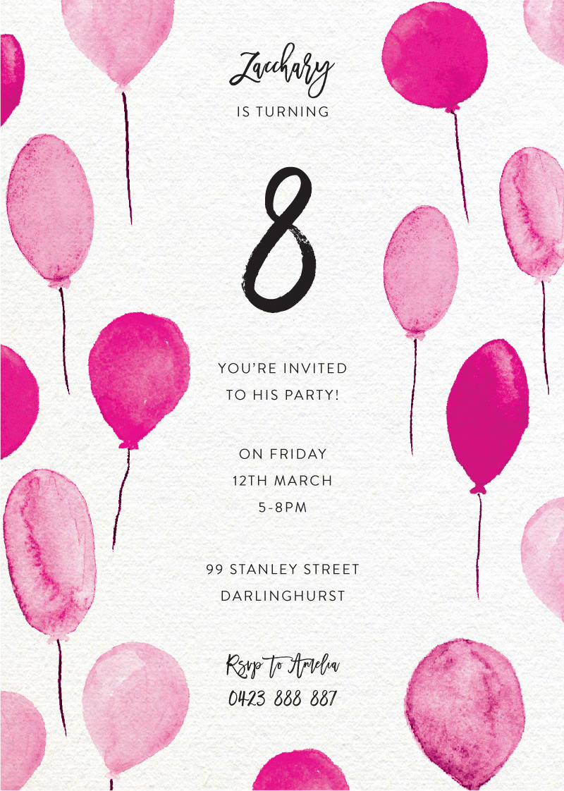 Birthday Balloons - Birthday Invitations