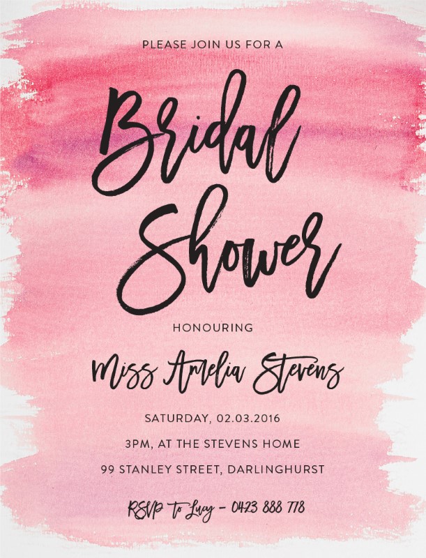 Black Script Bridal Shower Invitations - Digital Printing design preview