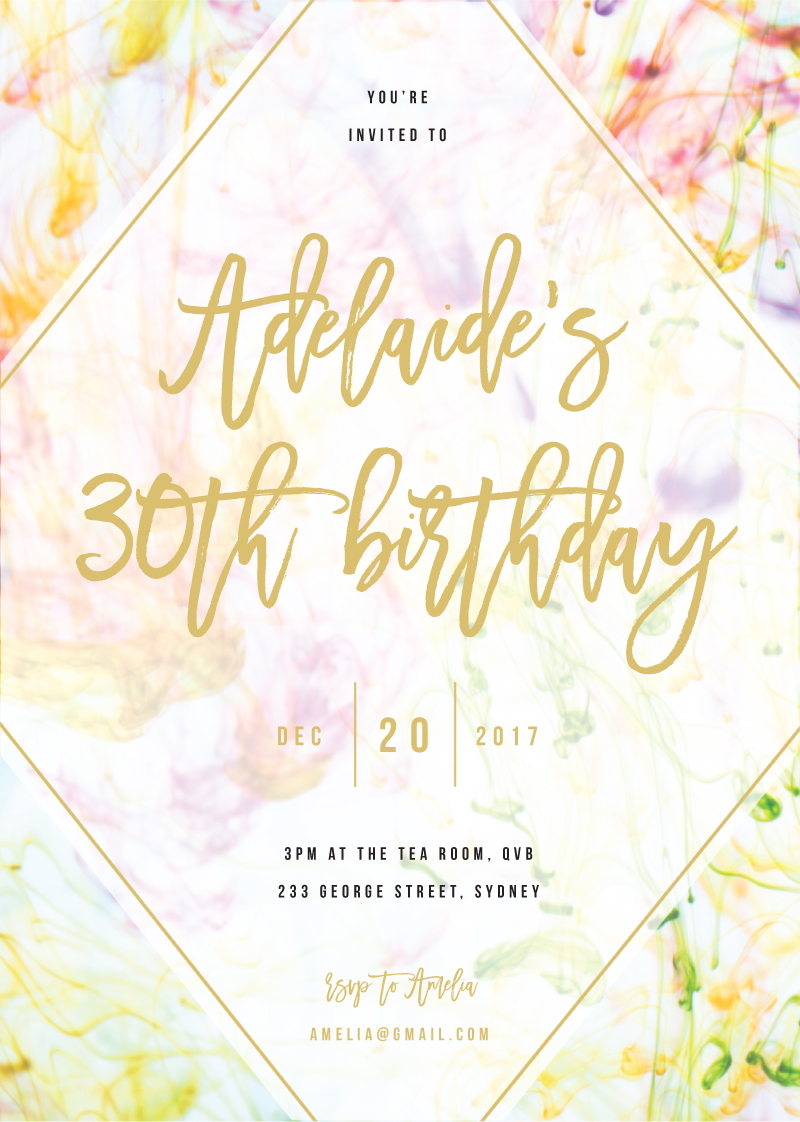 Pastel Ink - Birthday Invitations