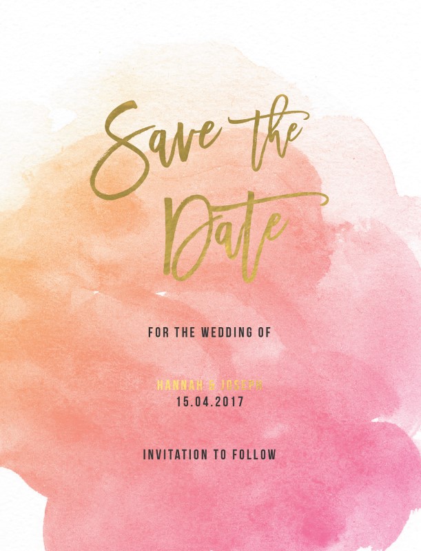 Aquarelle Save The Date - Foil Stamp design preview