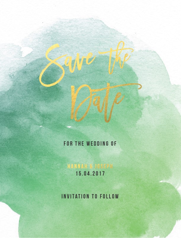 Aquarelle Save The Date - Metallic Prints design preview