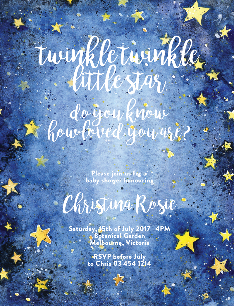 Twinkle Baby Shower Invitations - Digital Printing design preview