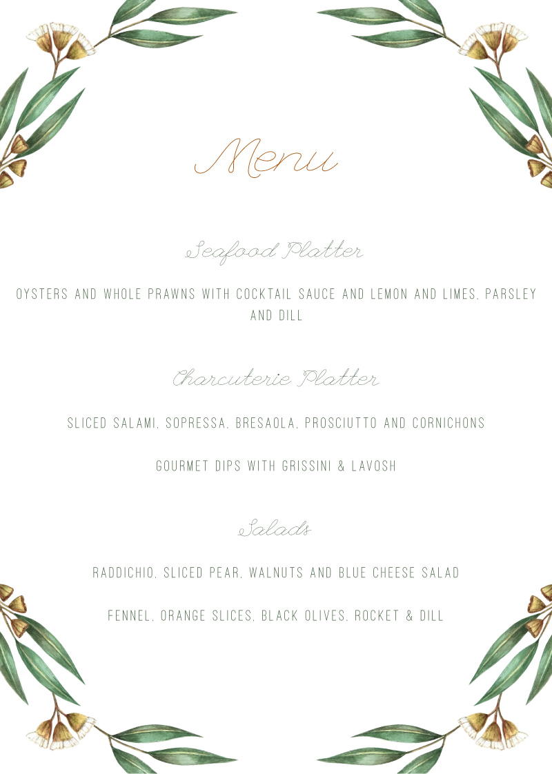 Under The Eucalyptus Wedding Menu - Digital Printing design preview