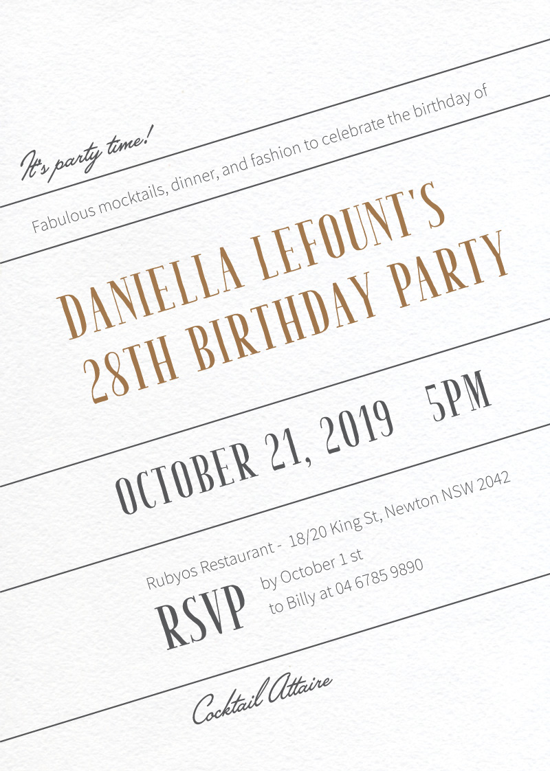 T I L T Birthday Invitations - Flat Foil design preview