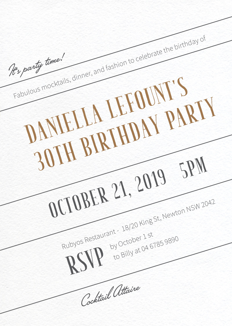 T I L T Birthday Invitations - Flat Foil design preview