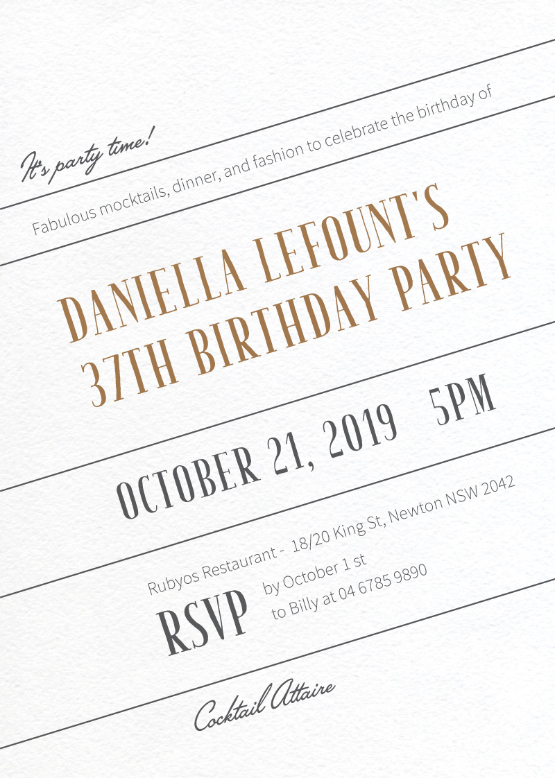 T I L T Birthday Invitations - Flat Foil design preview