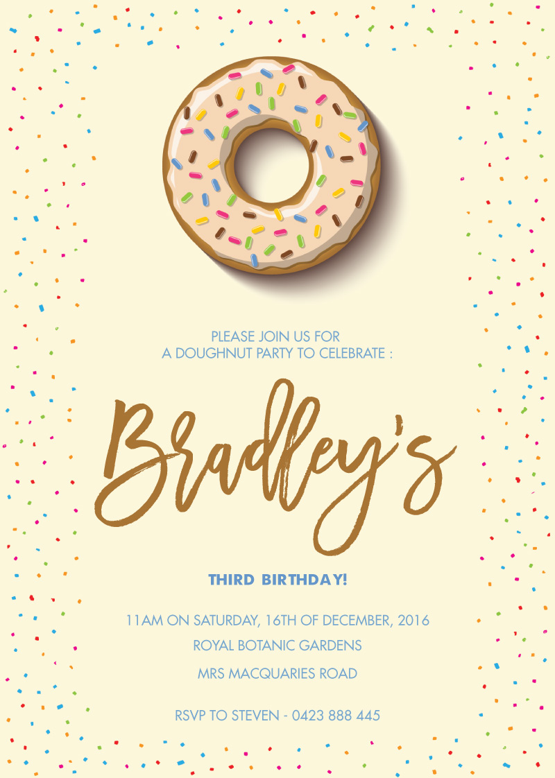 Sprinkles Donut Birthday Invitations - Digital Printing design preview