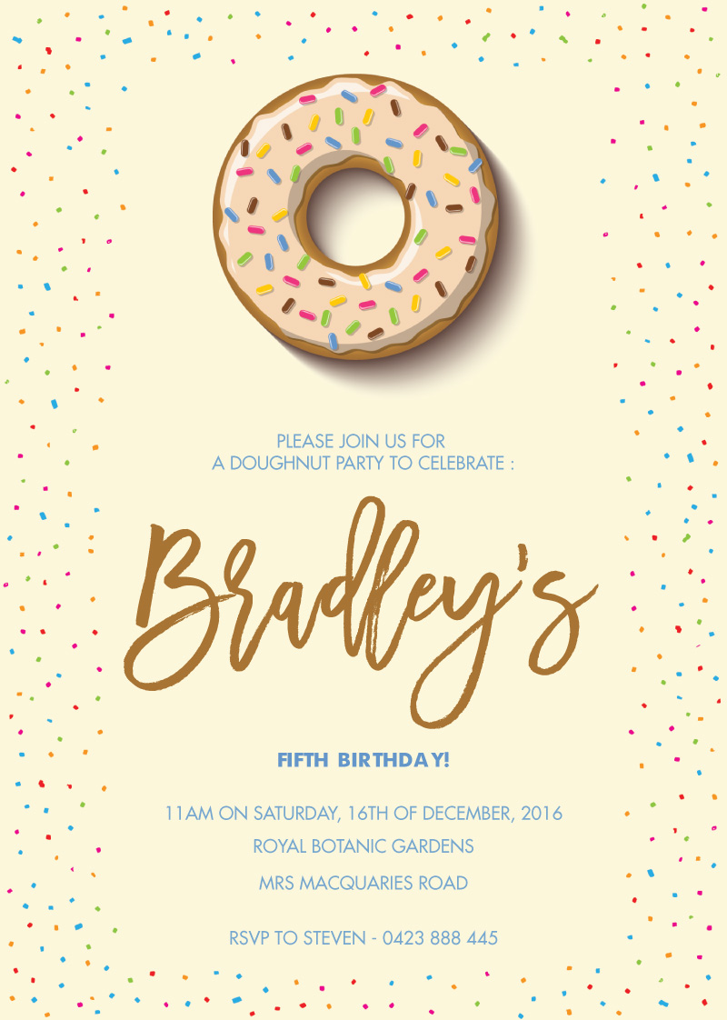 Sprinkles Donut Birthday Invitations - Digital Printing design preview