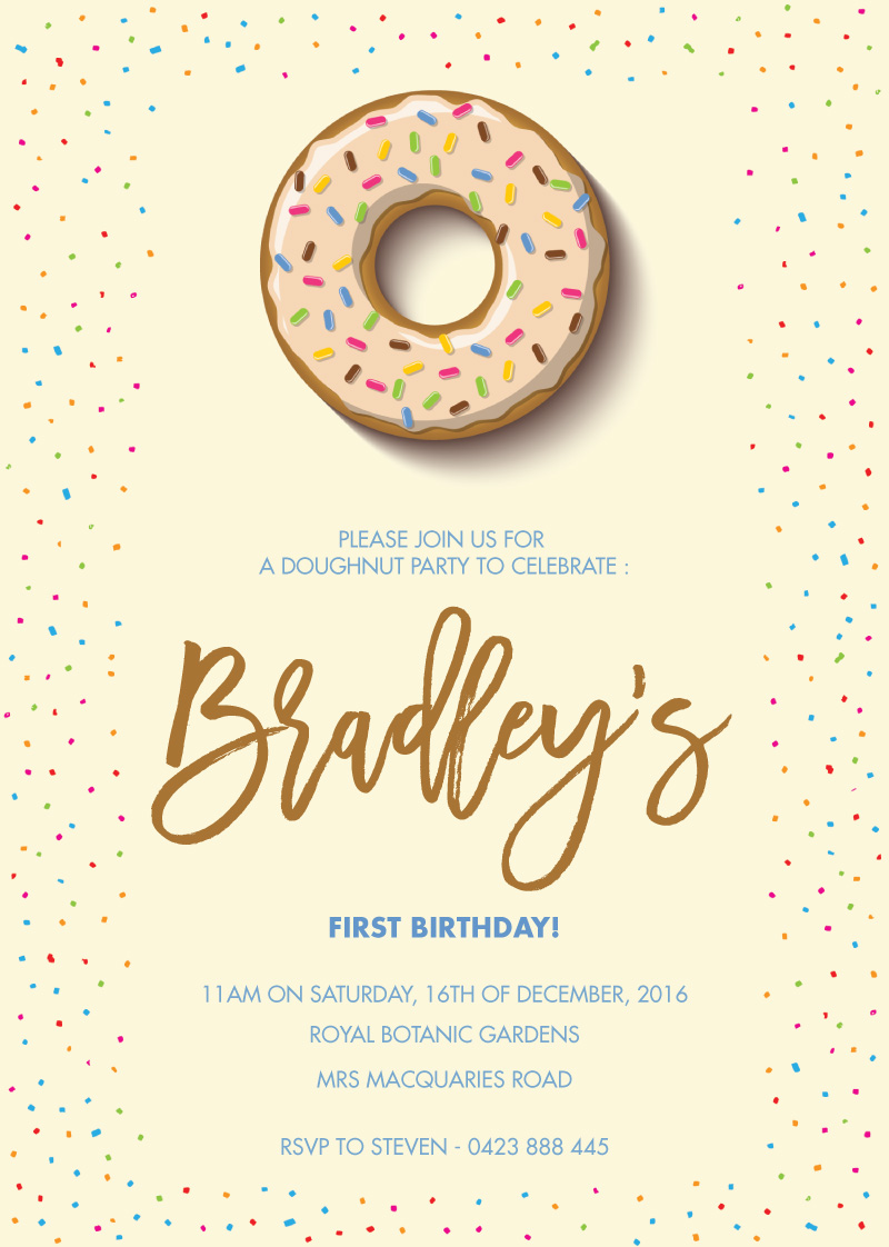 Sprinkles Donut Birthday Invitations - Digital Printing design preview