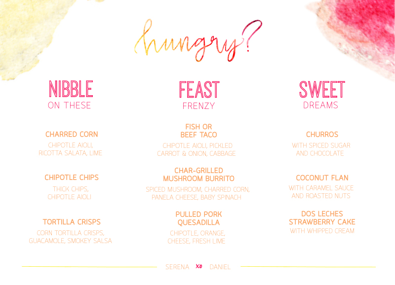 Party Like Serena Wedding Menu - Digital Printing design preview