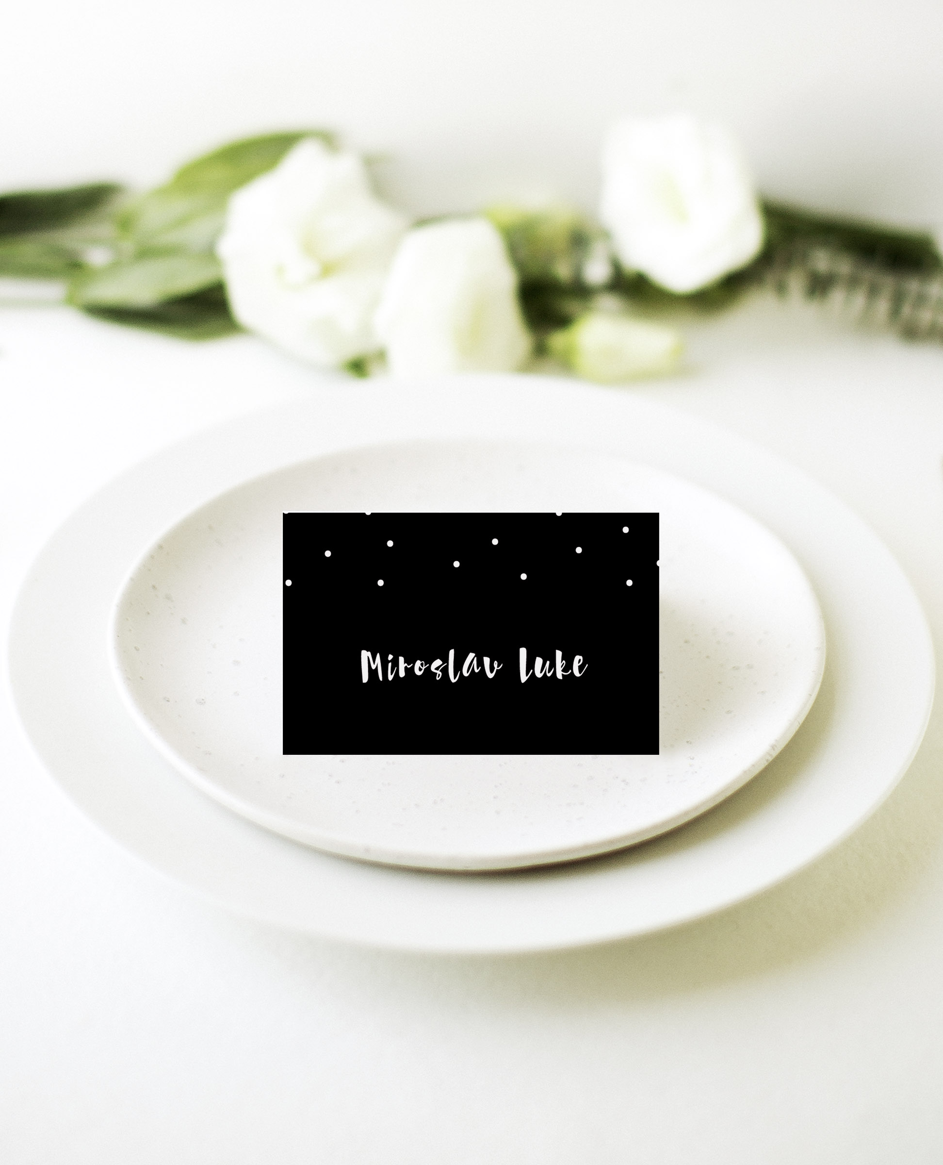 Dots Wedding Place Cards - White Ink design preview