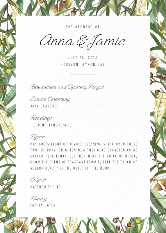 A Bouquet Wedding Programs - Digital Printing design preview