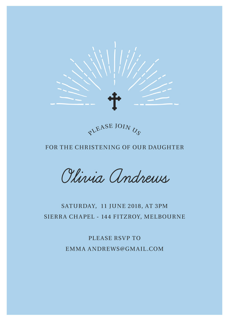 Sweet Blue Christening Invitations - Digital Printing design preview