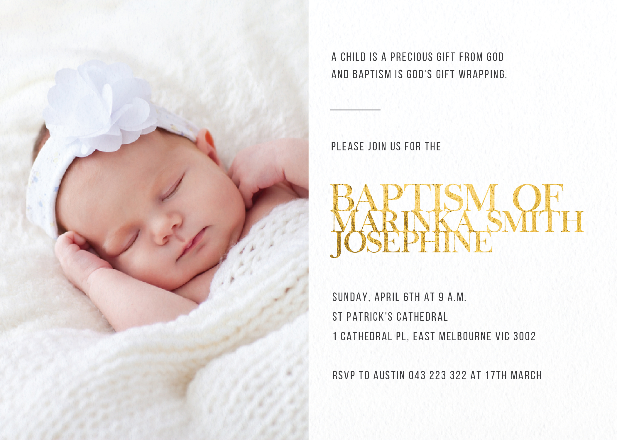 The Minimalist - Christening Invitations