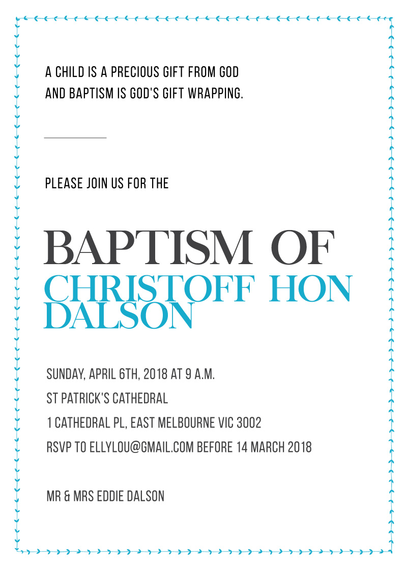 Clean Baptism - Christening Invitations