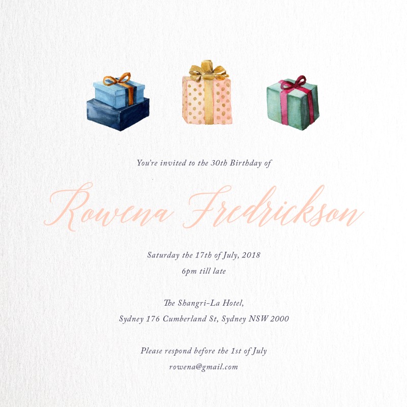 Present - Birthday Invitations