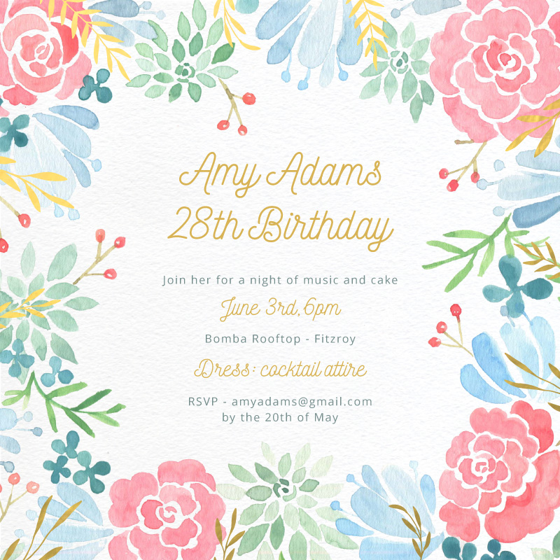 Garden At Night Birthday Invitations - Flat Foil design preview