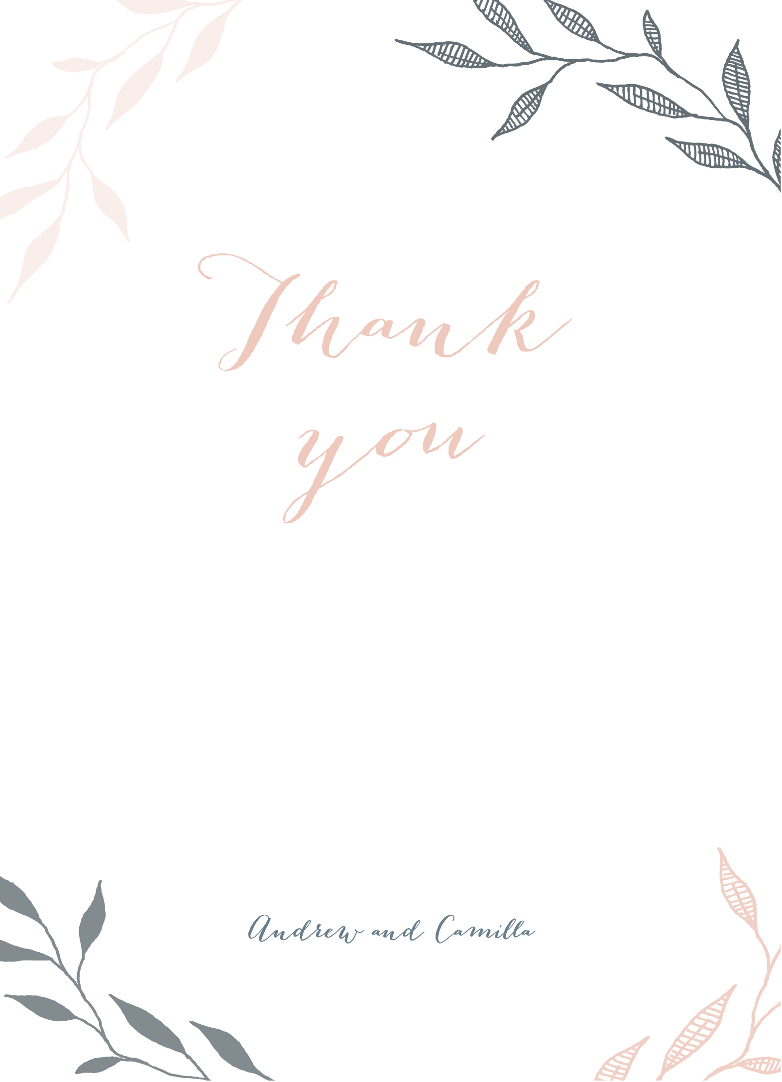 Leaves Wedding Thank You Cards - Digital Printing design preview