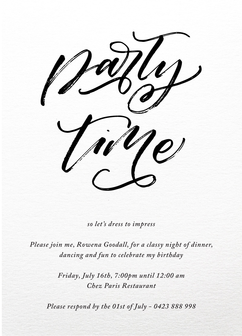 Party Time Birthday Invitations by Paperlust Party Time Birthday Invitations by Paperlust