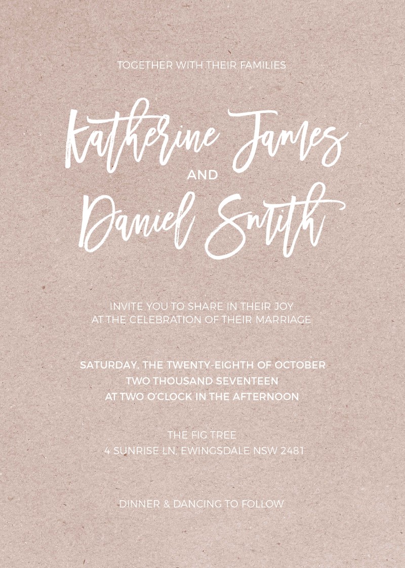 Simply Carefree | White Ink | Wedding Invitations