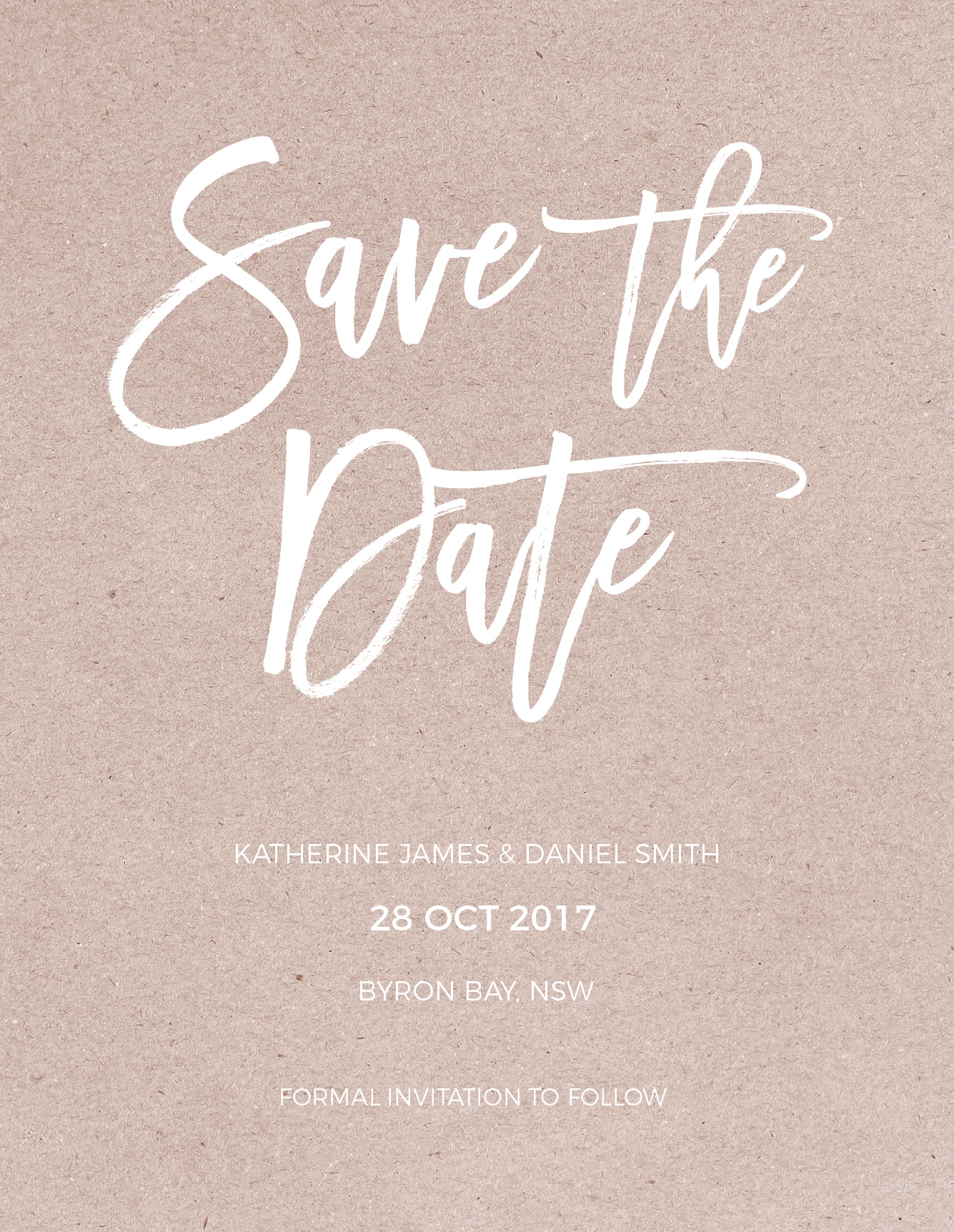 Simply Carefree Save The Date - White Ink design preview