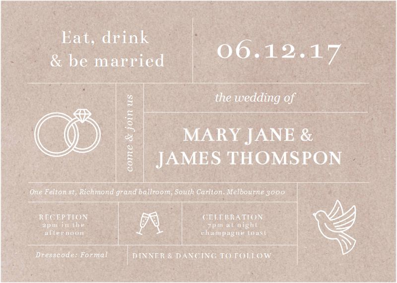 Type On Line Wedding Invitations - White Ink design preview